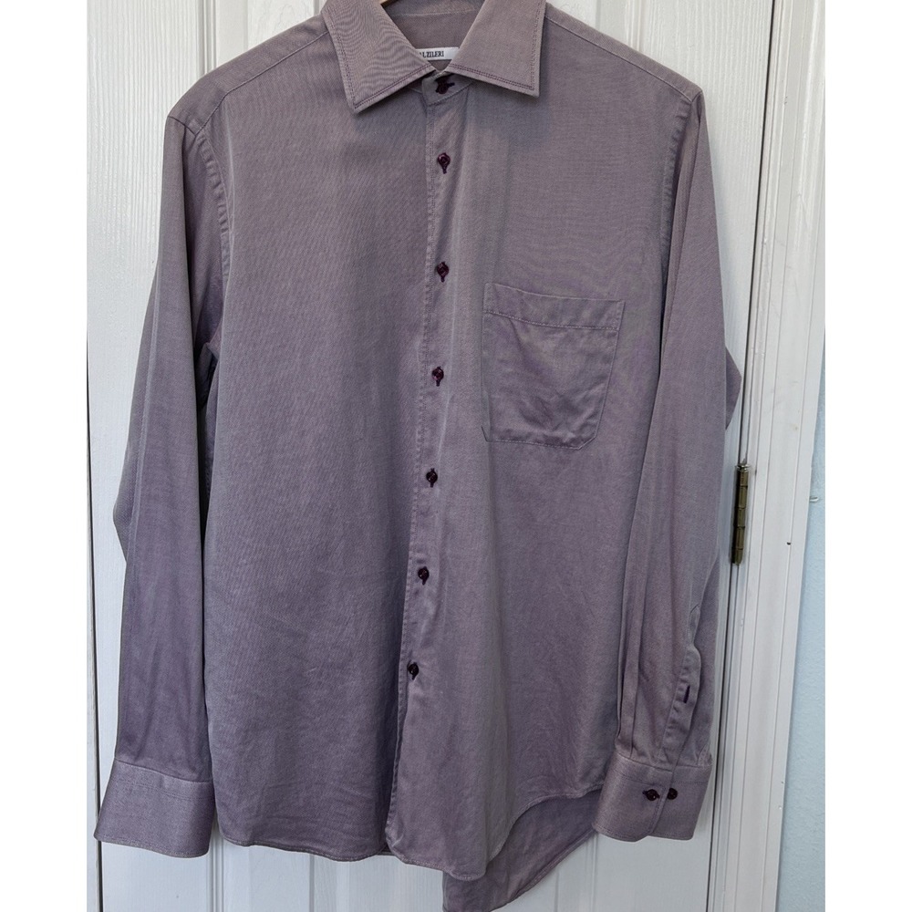 Pal Zileri Formal Shirt Men Size 16 1/2 / 42 Purple White Stripe Cotton Italy